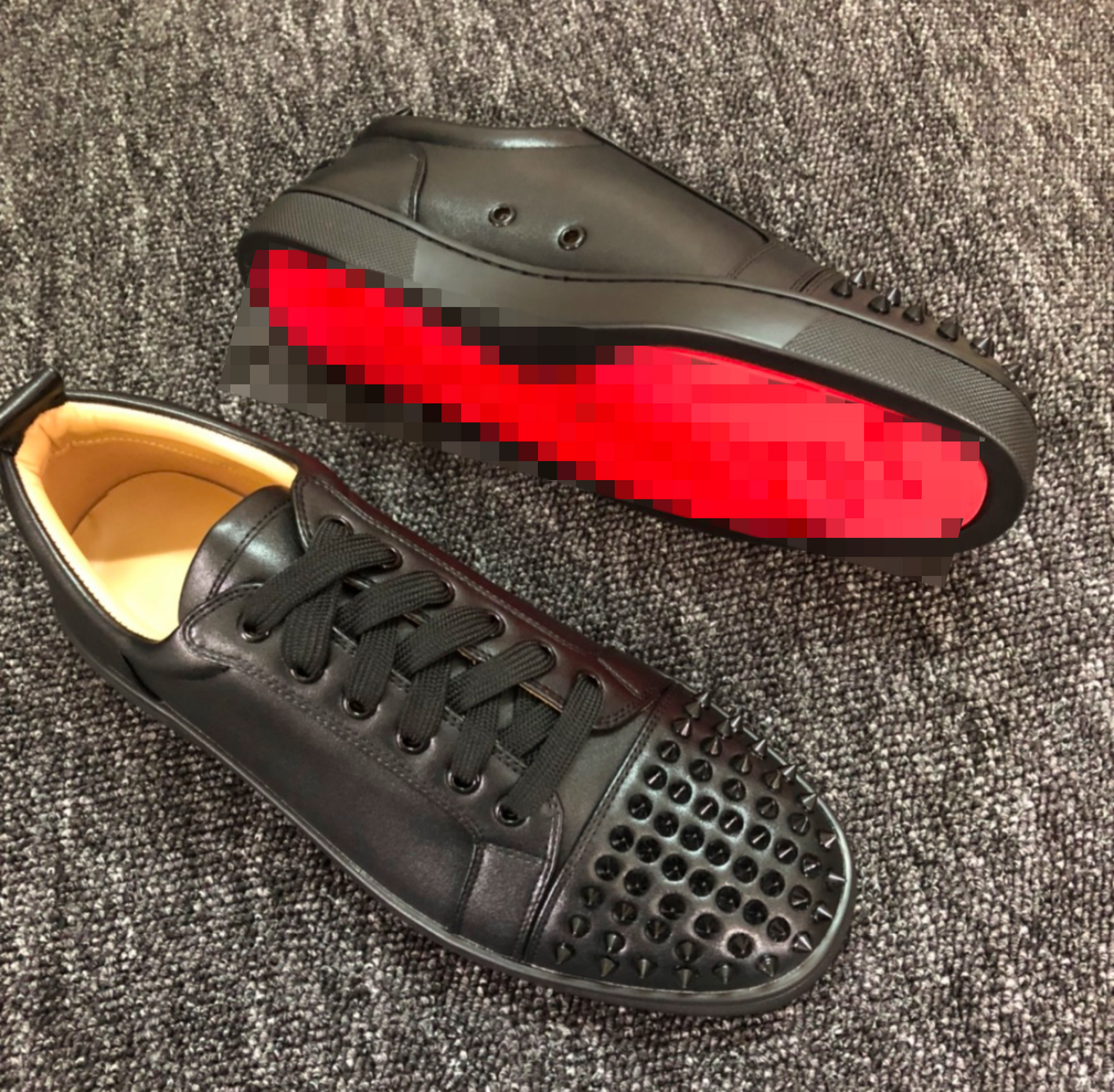(C&L) Black Leather Spikes