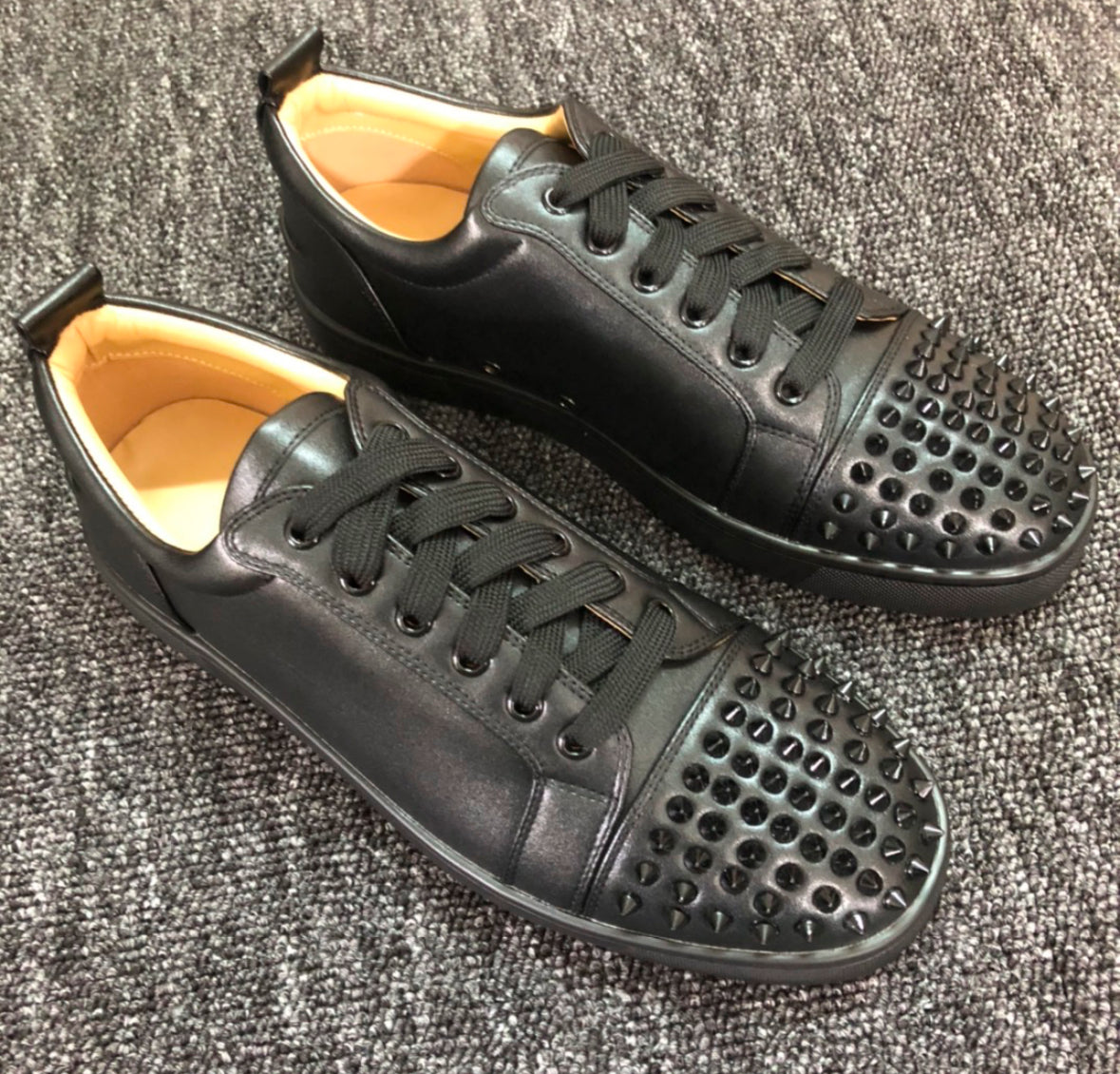 (C&L) Black Leather Spikes